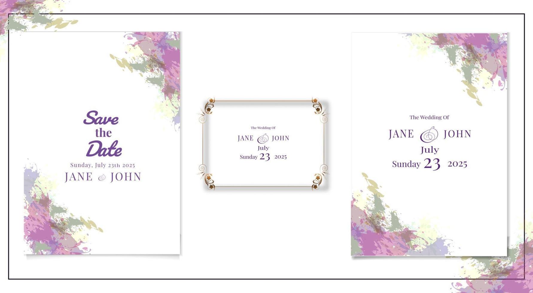 luxury wedding invitation card set vector