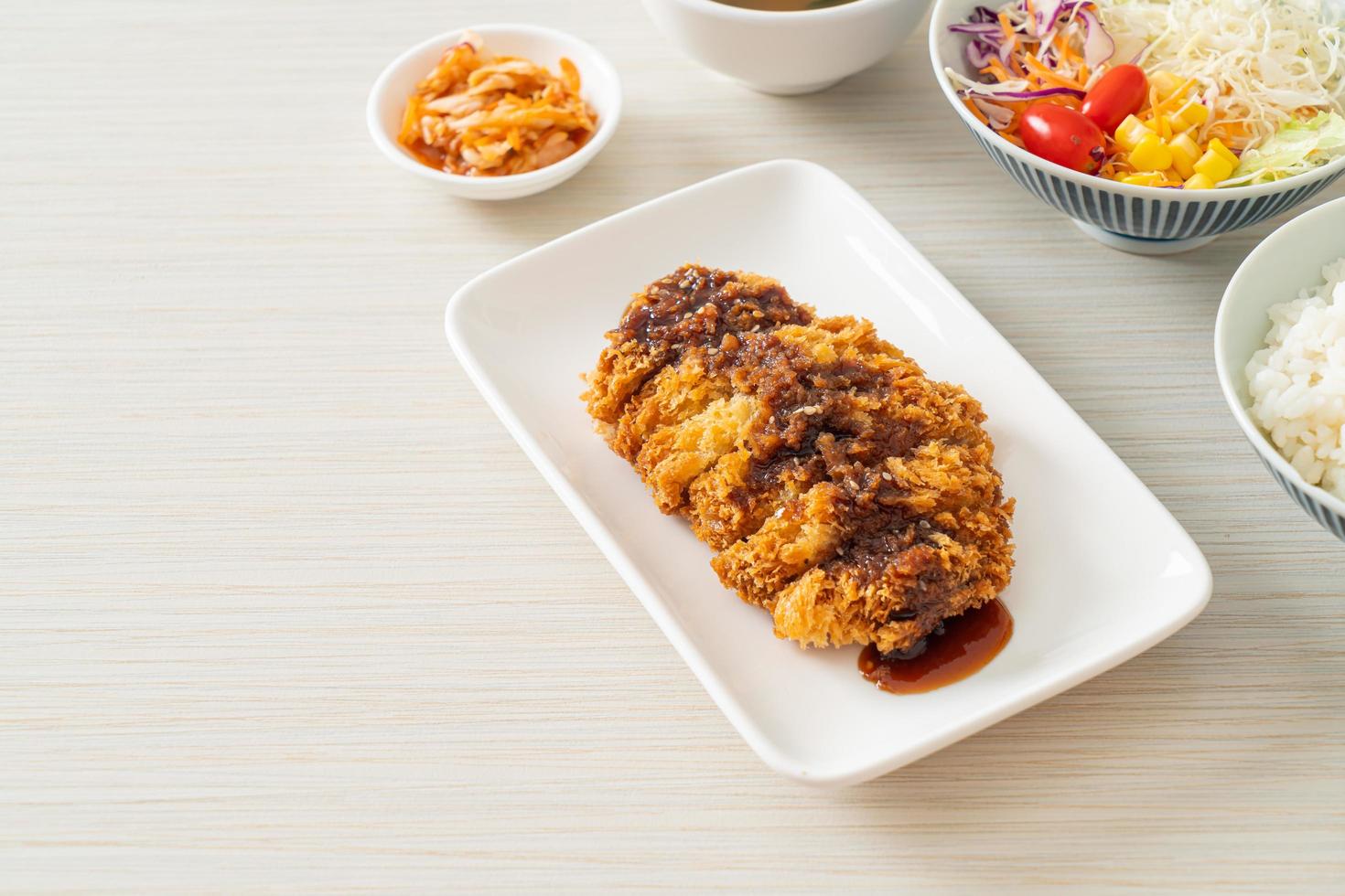 Tonkatsu - Japanese pork cutlet deep fried with rice set photo