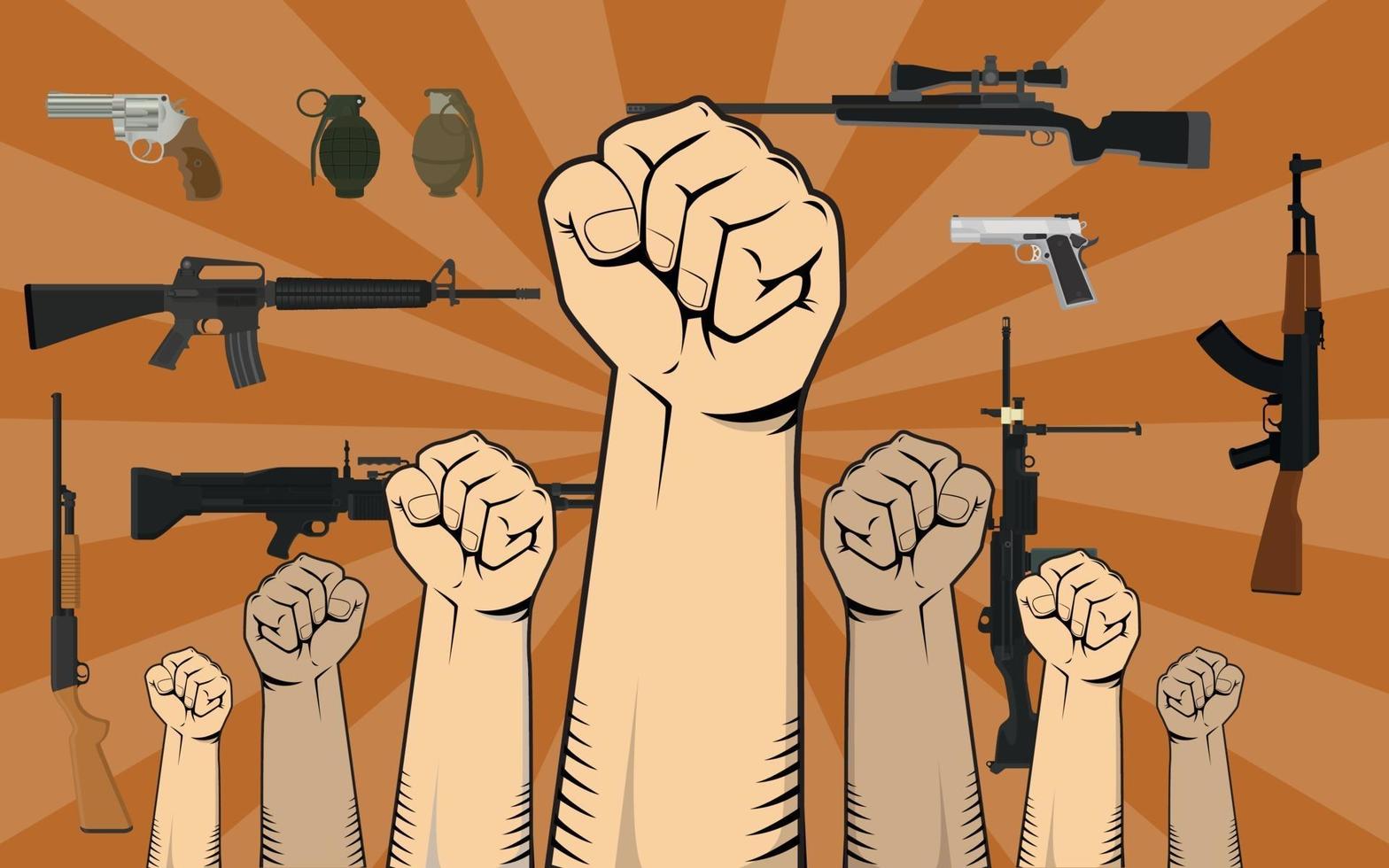 fight against gun control illustration with hand vector