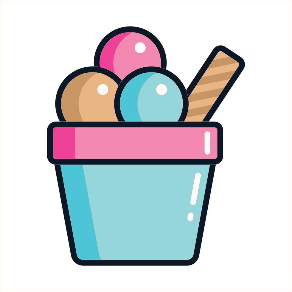 icono de helado de moda con taza colorido icono plano vector