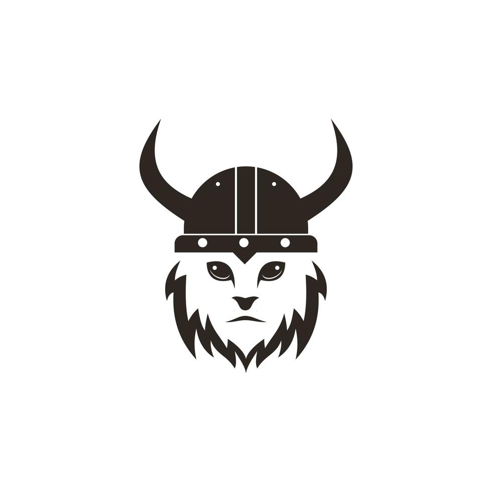 Ilustración de icono de vector de diseño de plantilla de logotipo de gato vikingo.
