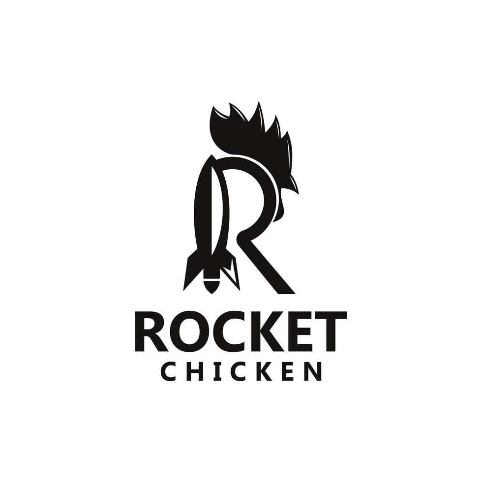 Ilustración de icono de vector de diseño de plantilla de logotipo de pollo cohete.