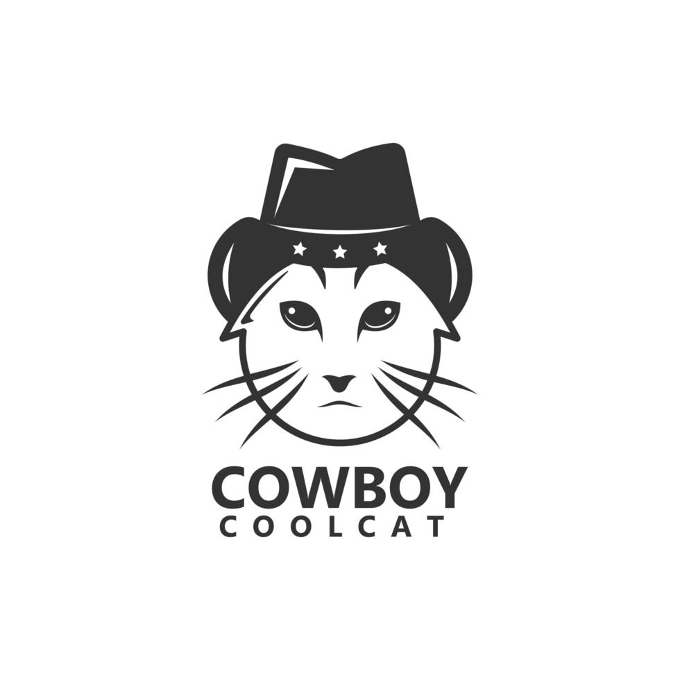 Cowboy cat logo template design vector icon illustration.