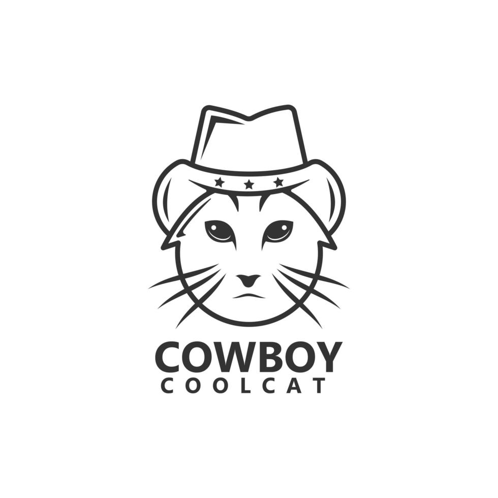 Cowboy cat logo template design vector icon illustration.