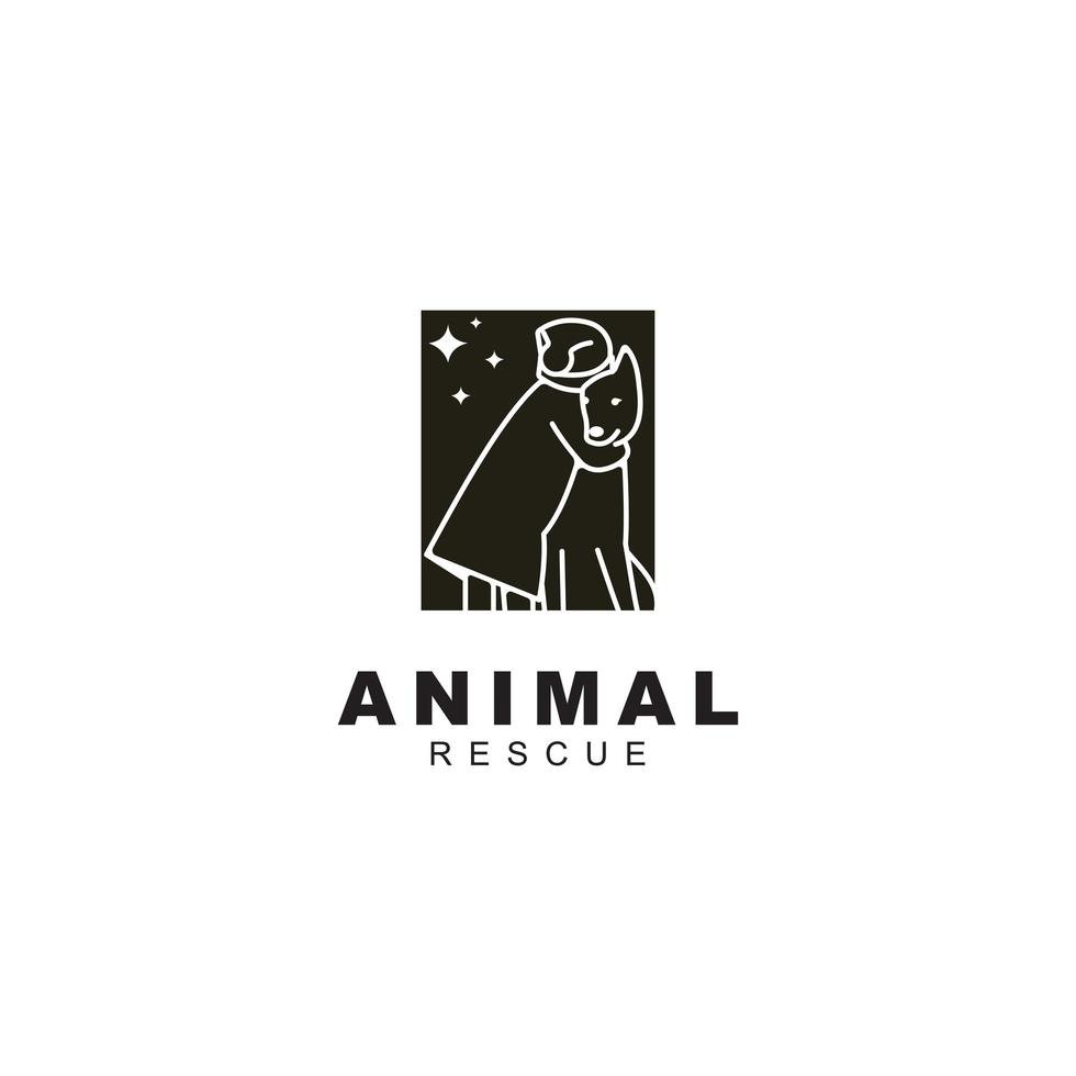Ilustración de icono de vector de diseño de plantilla de logotipo de rescate de animales.