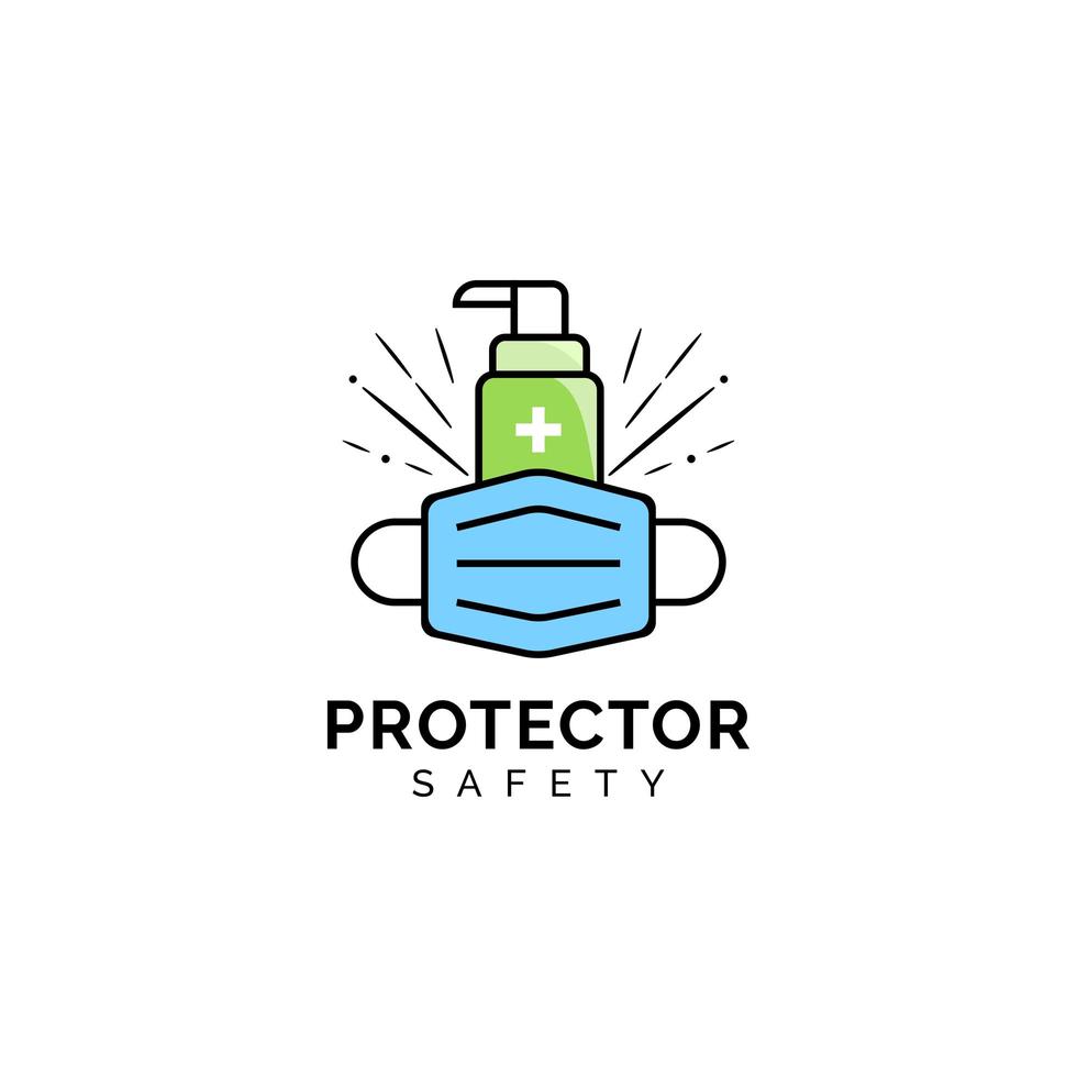 Coronavirus protection icon, mask and hand sanitizer, vector illustration.