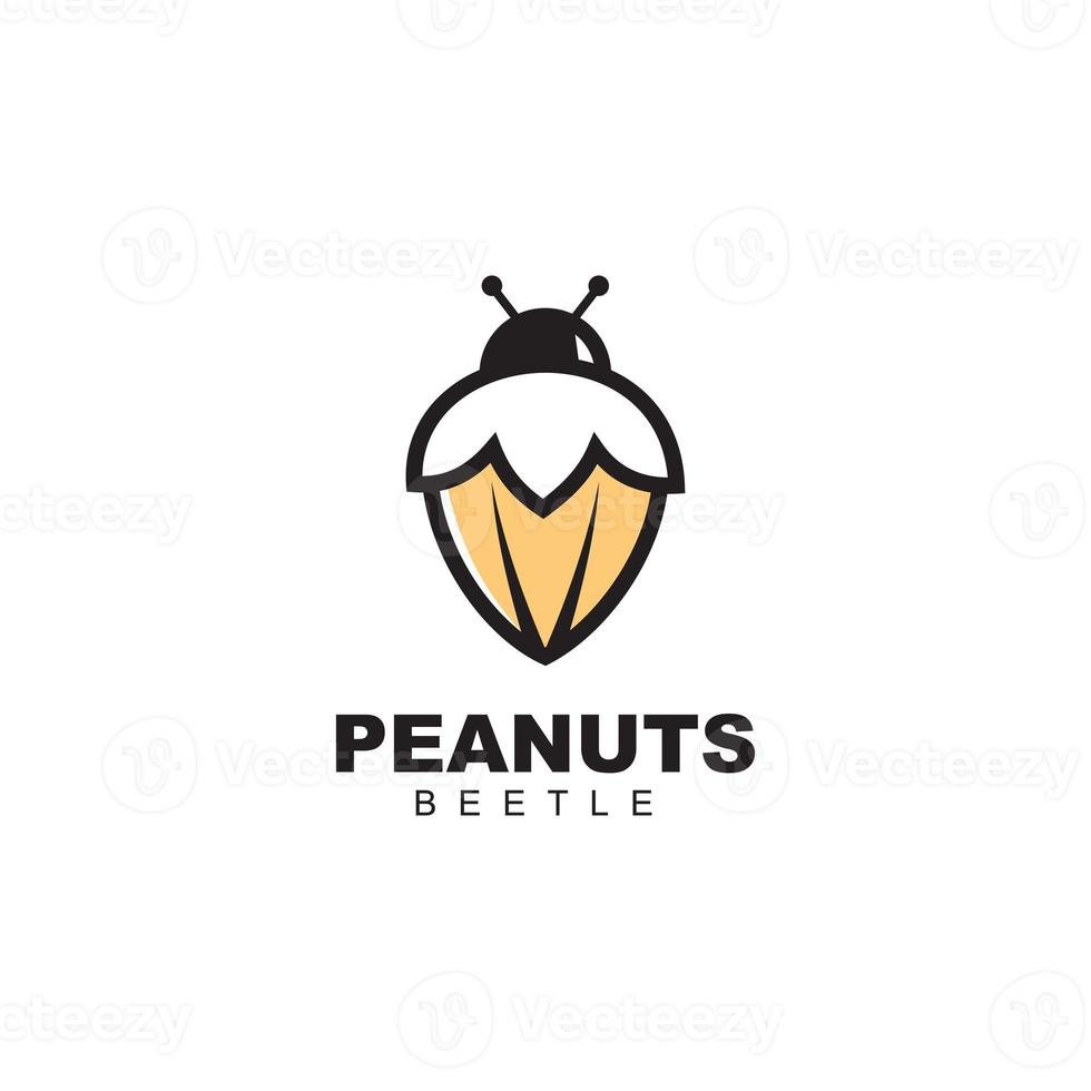 Ilustración de icono de vector de diseño de plantilla de logotipo de maní y escarabajo. foto