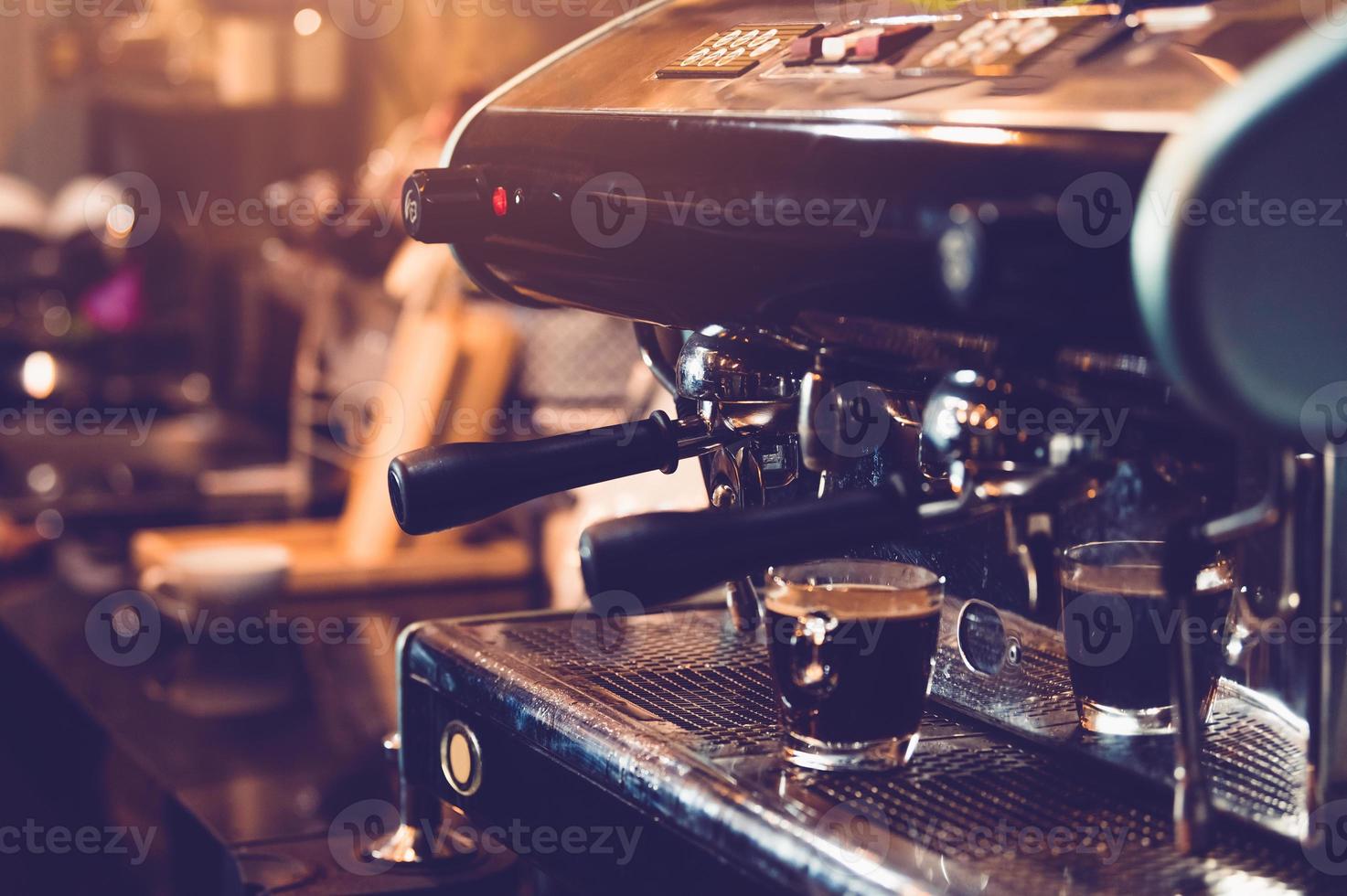 Espresso coffee maker machine working in pub photo