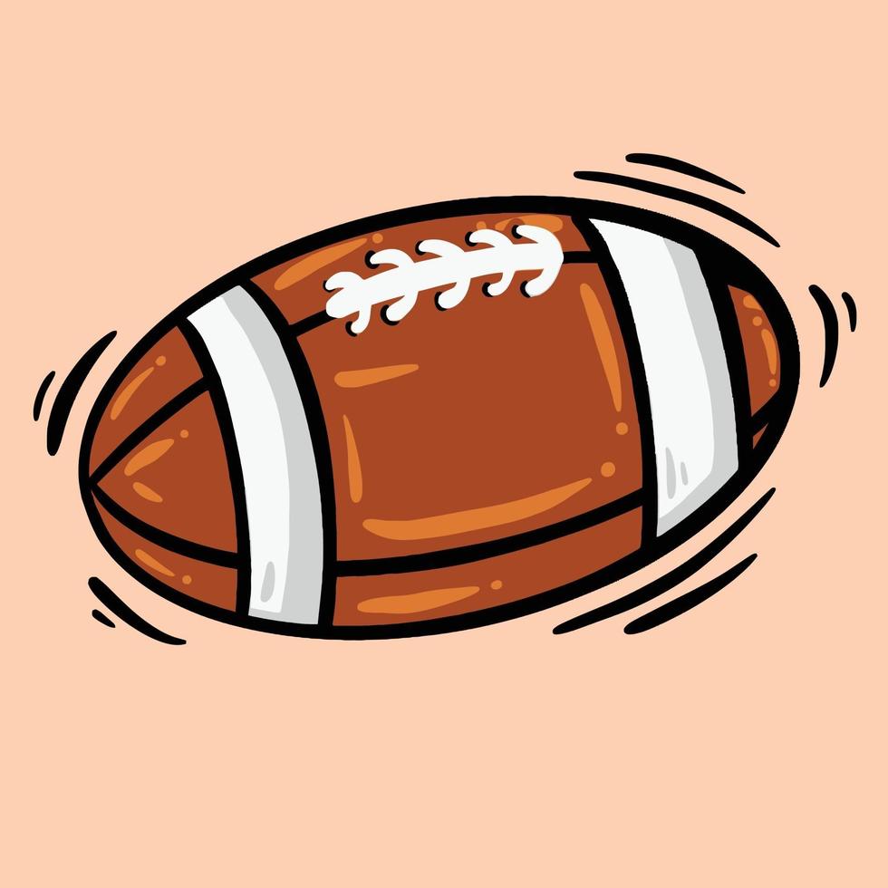 Ilustración de vector de dibujos animados de pelota de rugby antiguo clásico