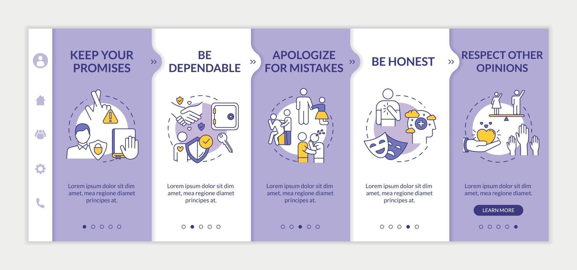 Being sincere to friend onboarding vector template