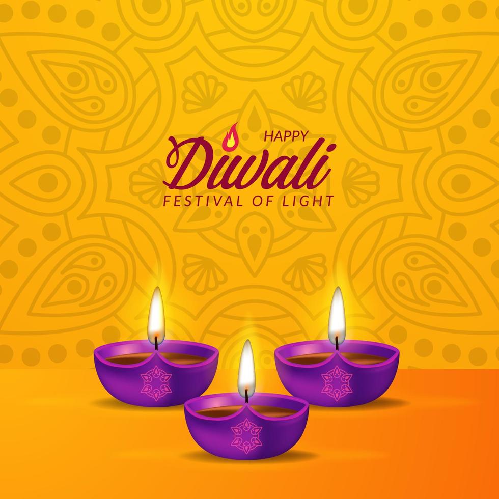 Diwali festival of light from india with oil lamp 3526050 Vector ...