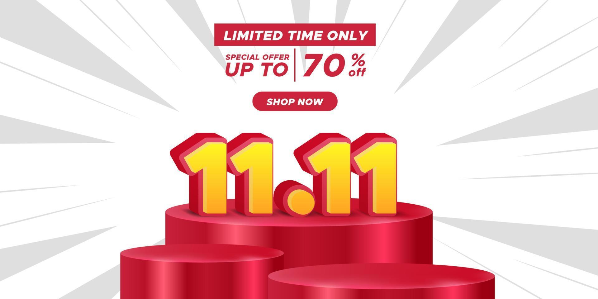 11.11 sale offer banner discount promotion single's day vector