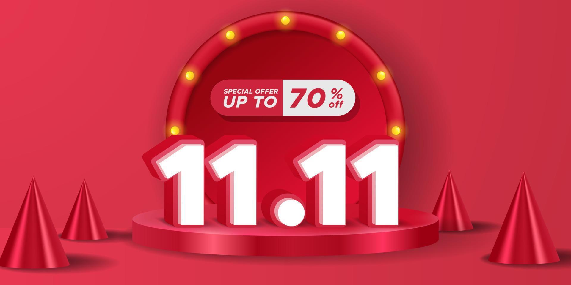 11.11 sale offer banner discount promotion single's day vector