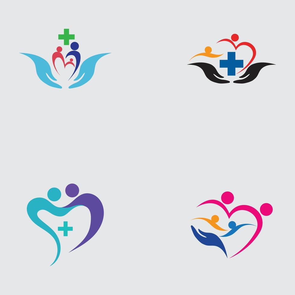 family care love logo and symbols illustration design vector