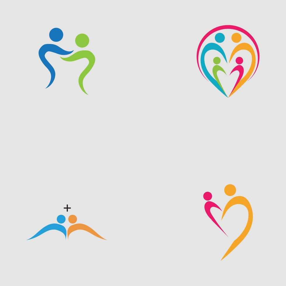 family care love logo and symbols illustration design vector