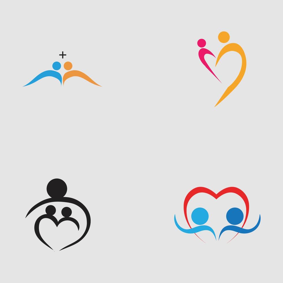 Cuidado familiar amor logo y símbolos, diseño de ilustraciones vector