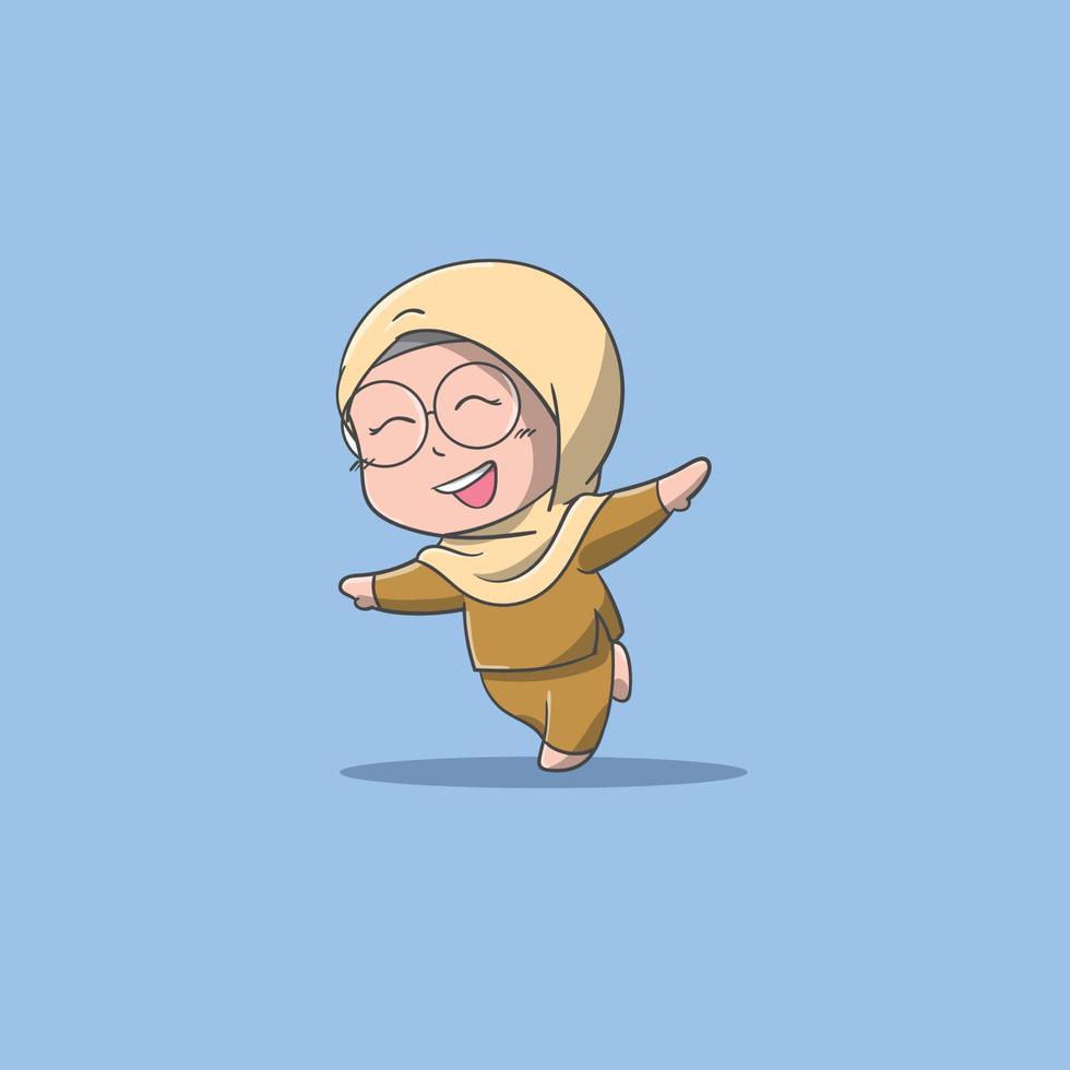 smiling teacher with hijab vector icon illustration. Education Icon Concept Isolated Premium Vector