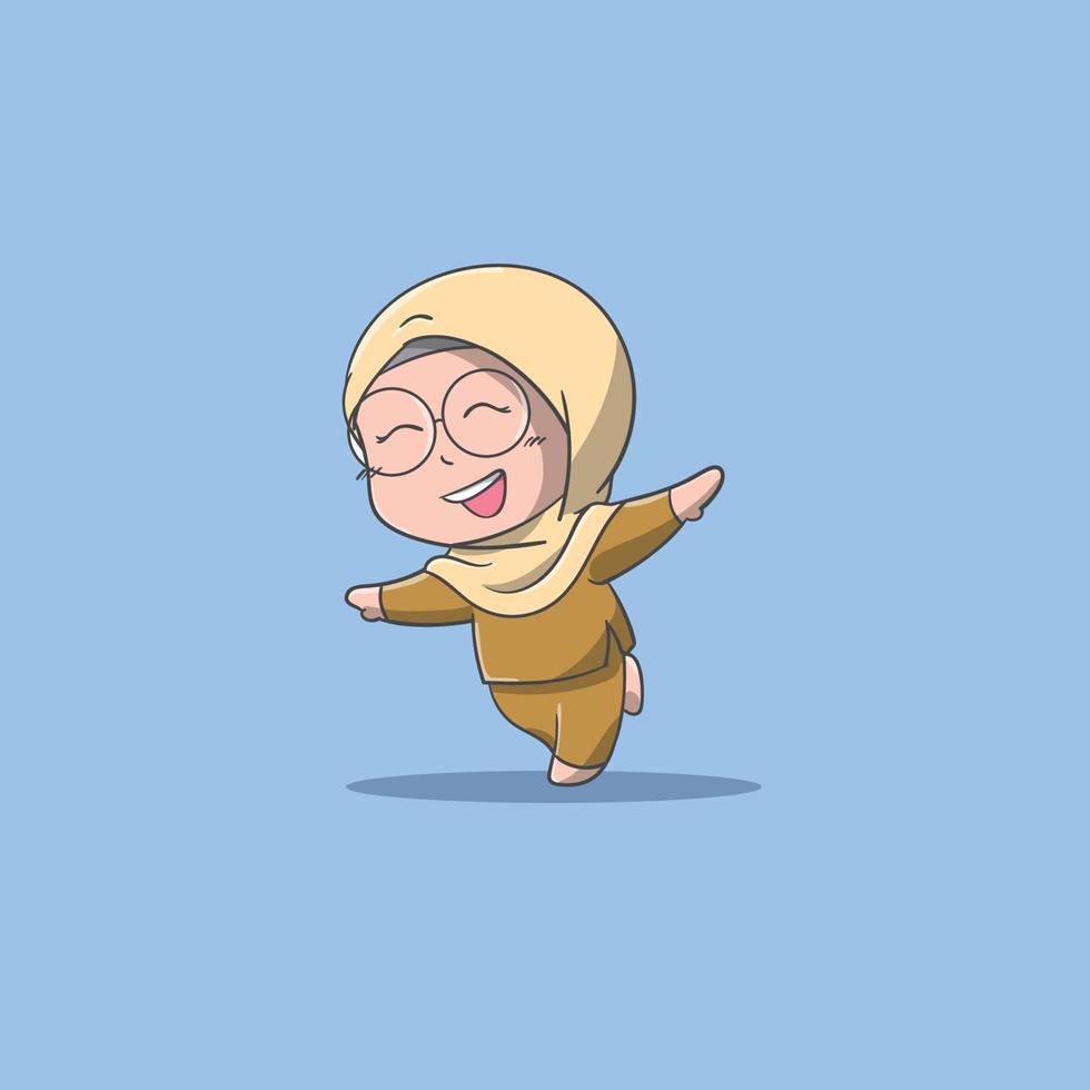 Profesor sonriente con ilustración de icono de vector de hijab. concepto de icono de educación aislado vector premium