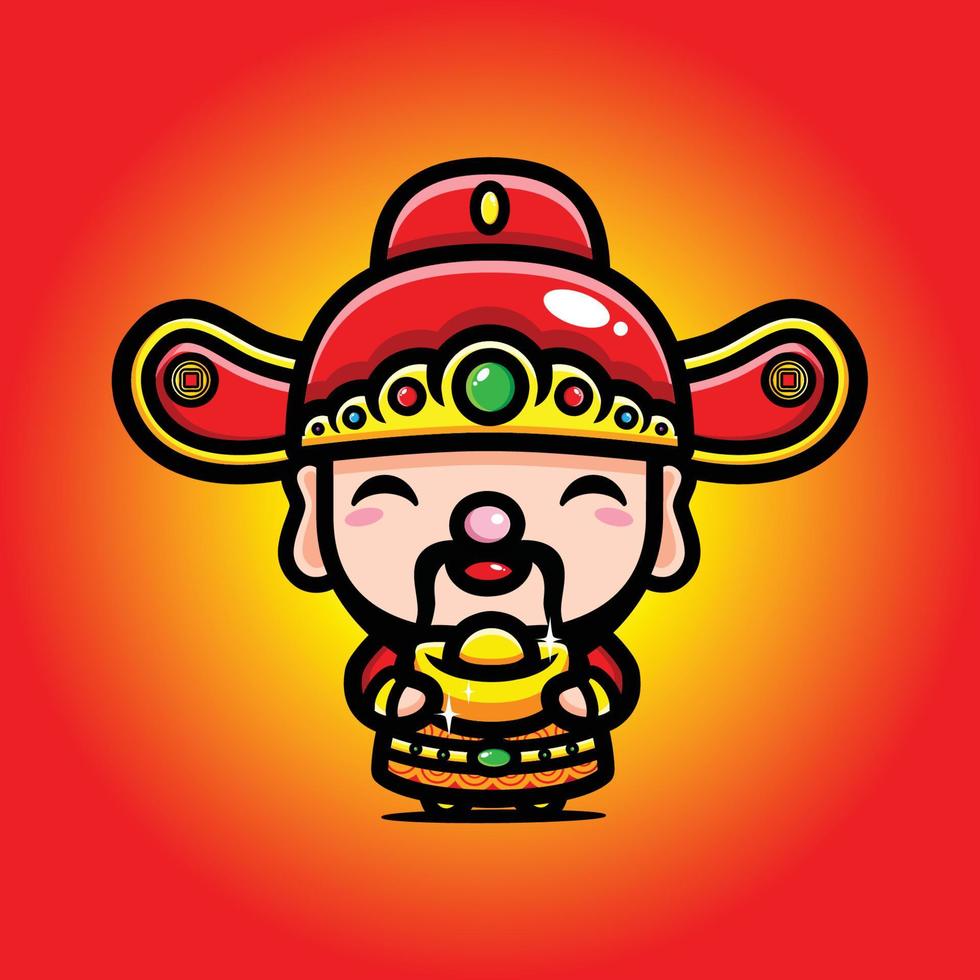 cai shen diseña el dios de la prosperidad vector