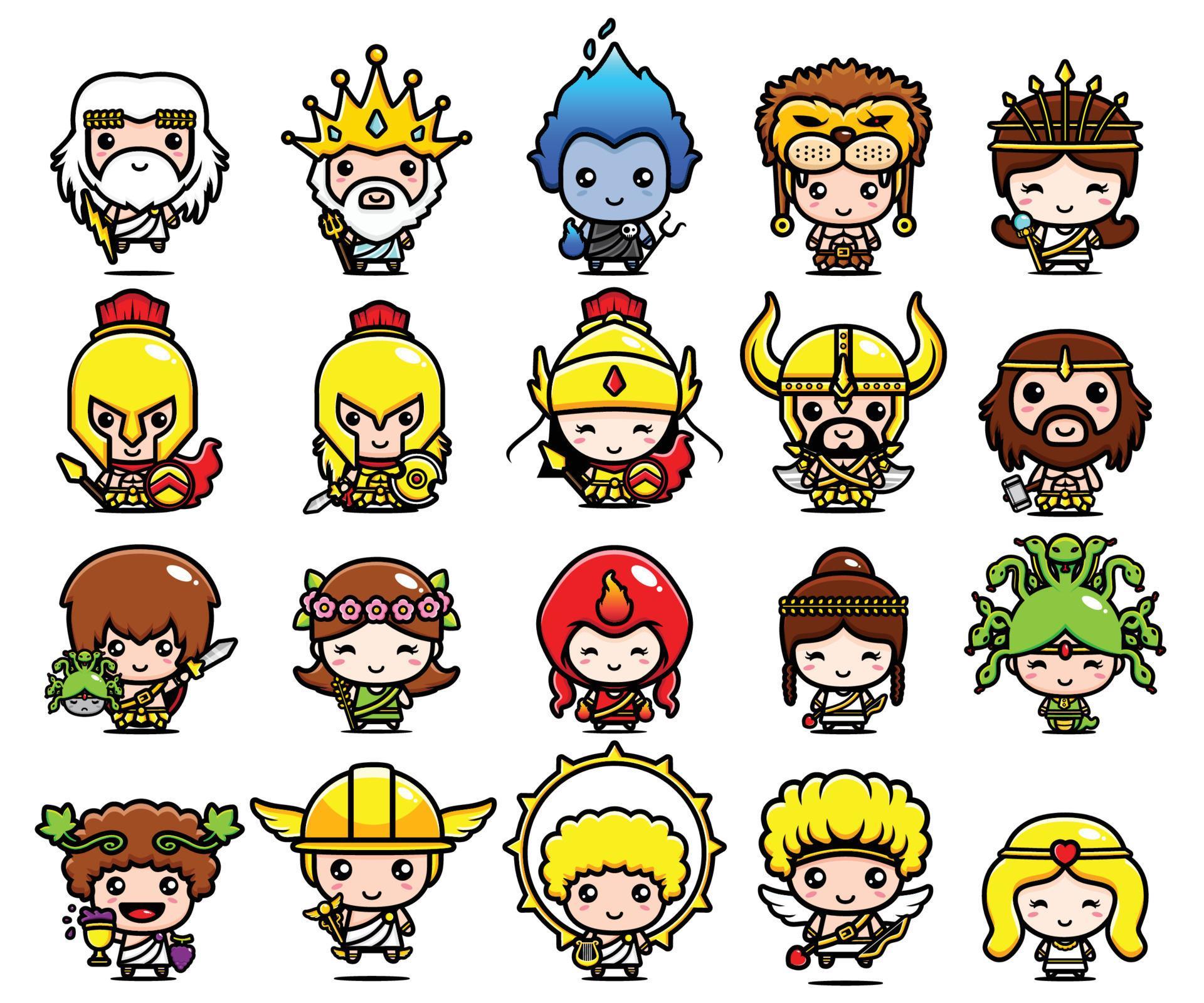 Cute Greek Mythology Character Design Bundle Vector Art At Vecteezy Cute Greek Mythology Character Design Bundle Vector Art At Vecteezy