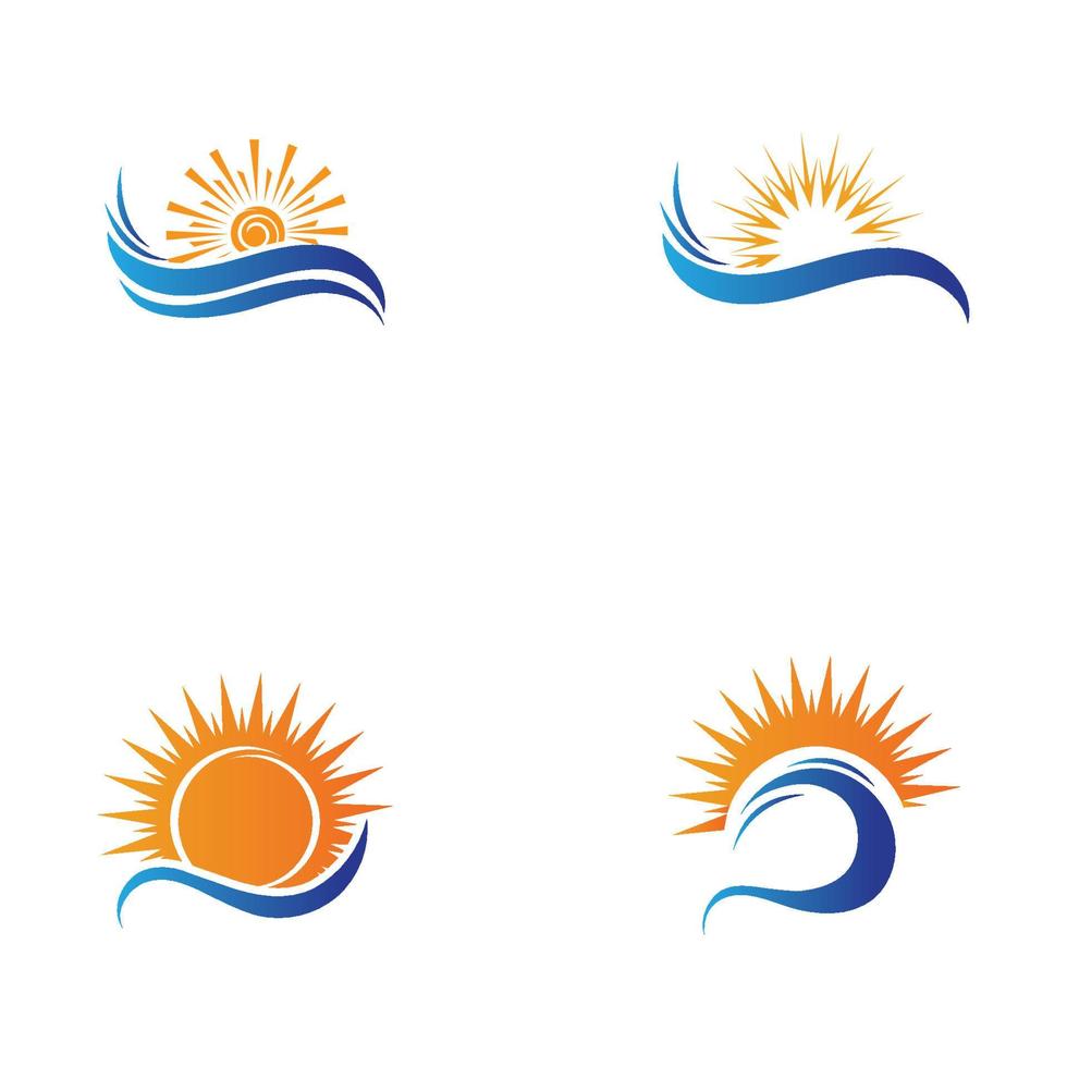 sun and water wave-06 vector