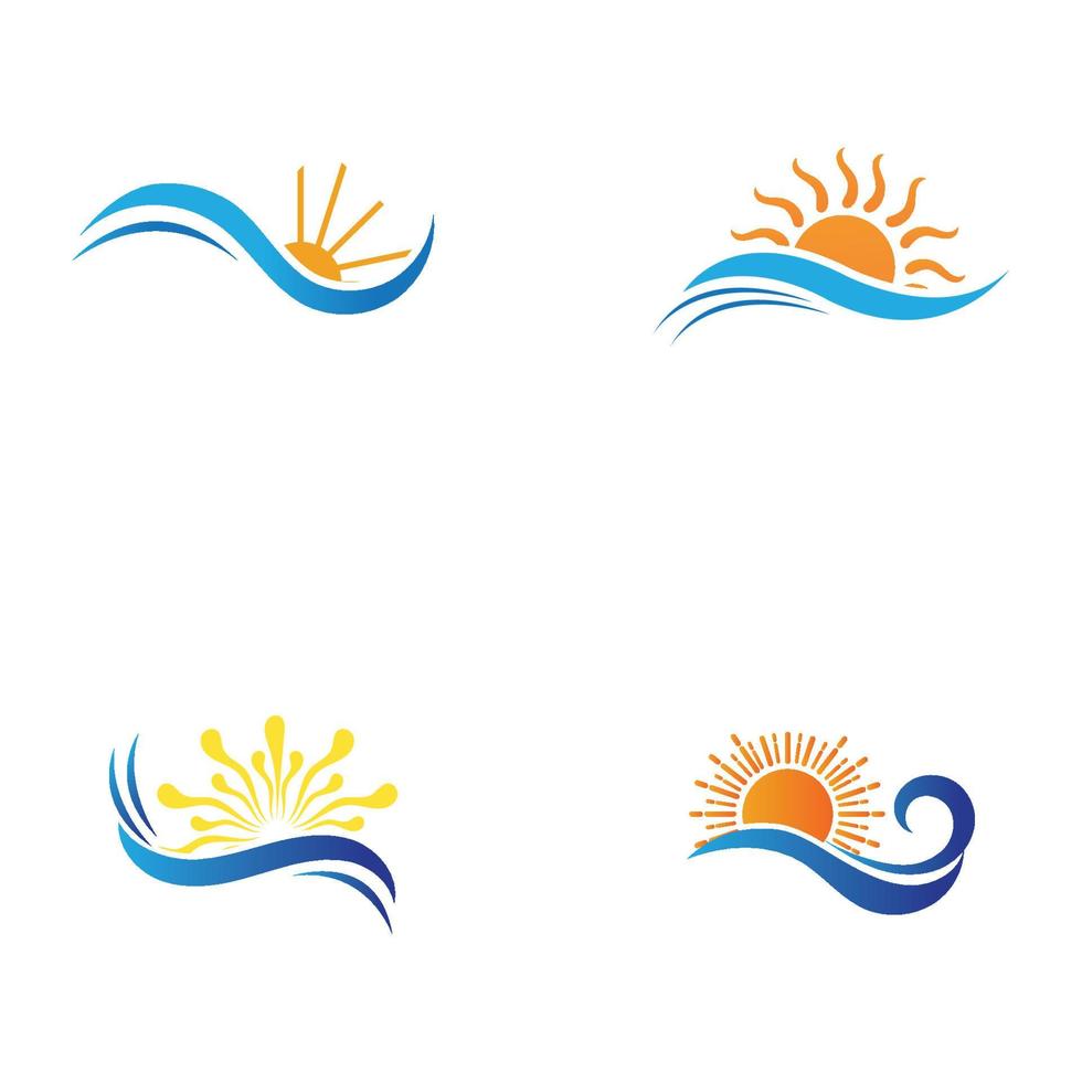 sun and water wave-02 vector