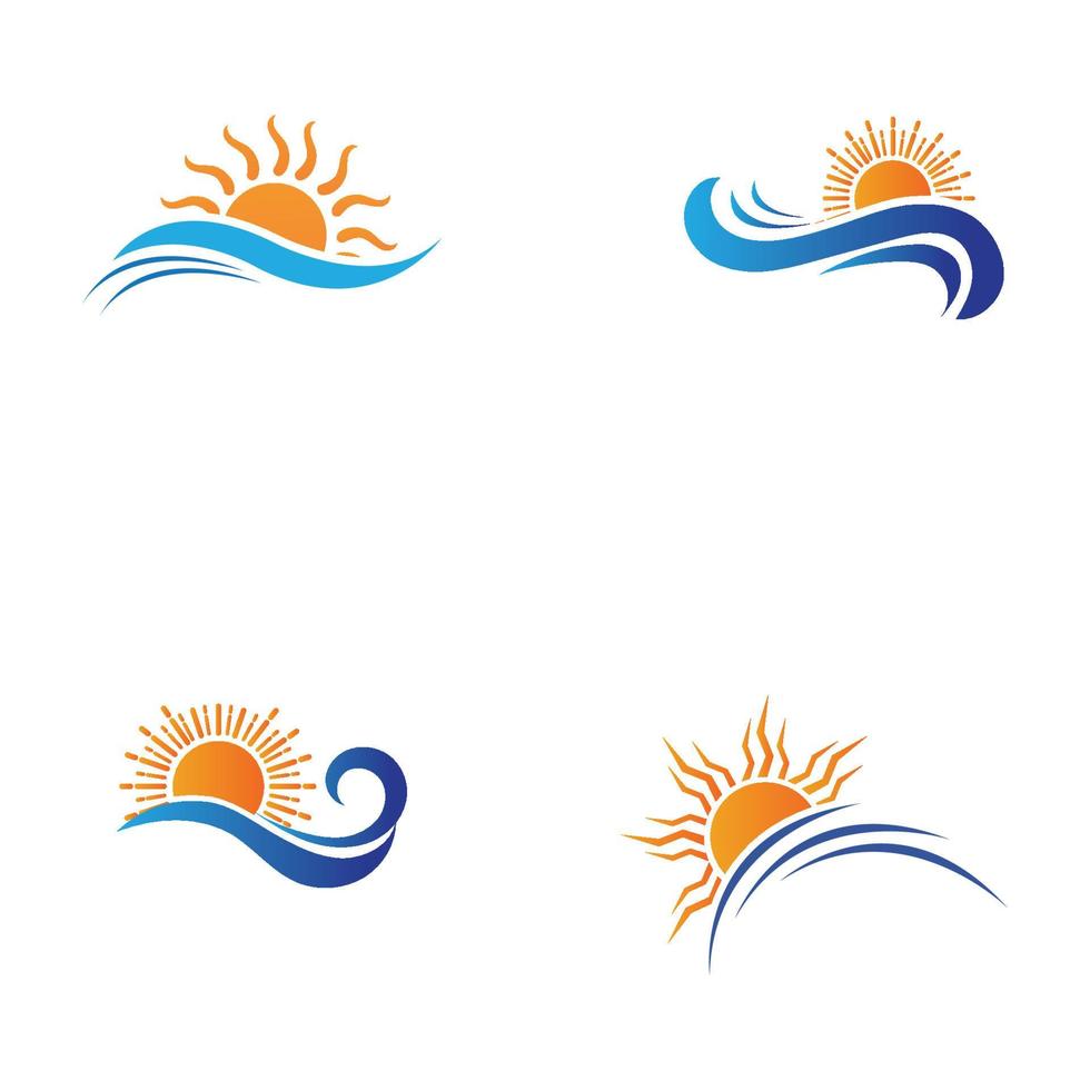 sun and water wave-03 vector