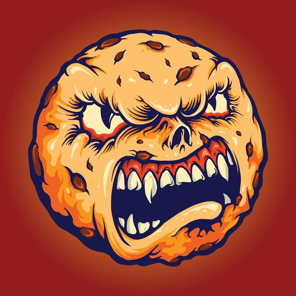 Creepy Cookies Monster Chocolate Cake Halloween vector