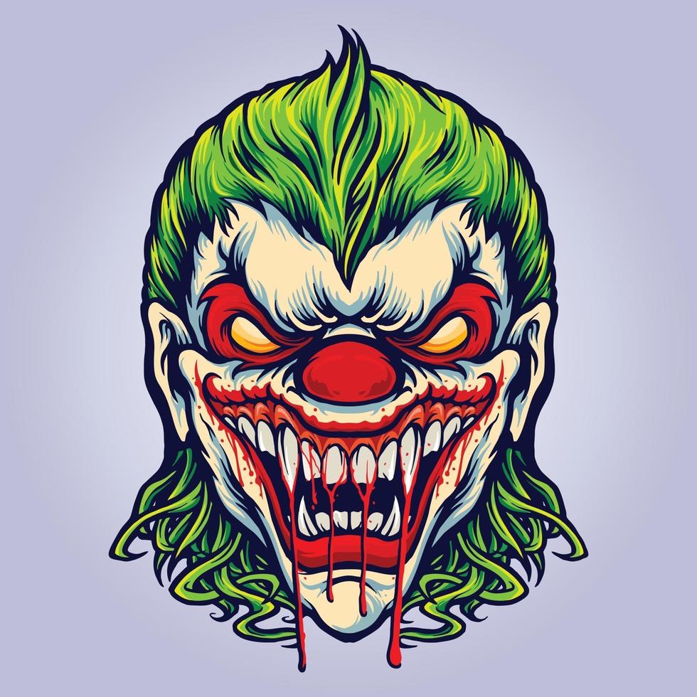 malvado joker enojado sangre vampiro ilustraciones vector