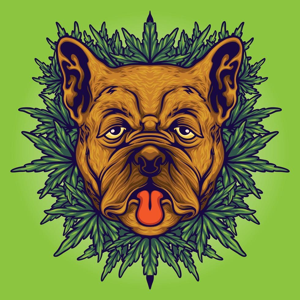 perro, hierba, cannabis, plano de fondo, ilustraciones vector