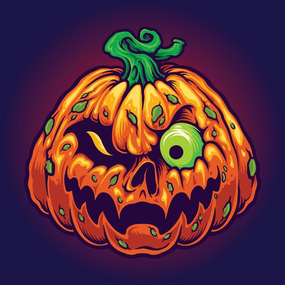 Monster Jack O Lantern Creepy Pumpkins Halloween vector