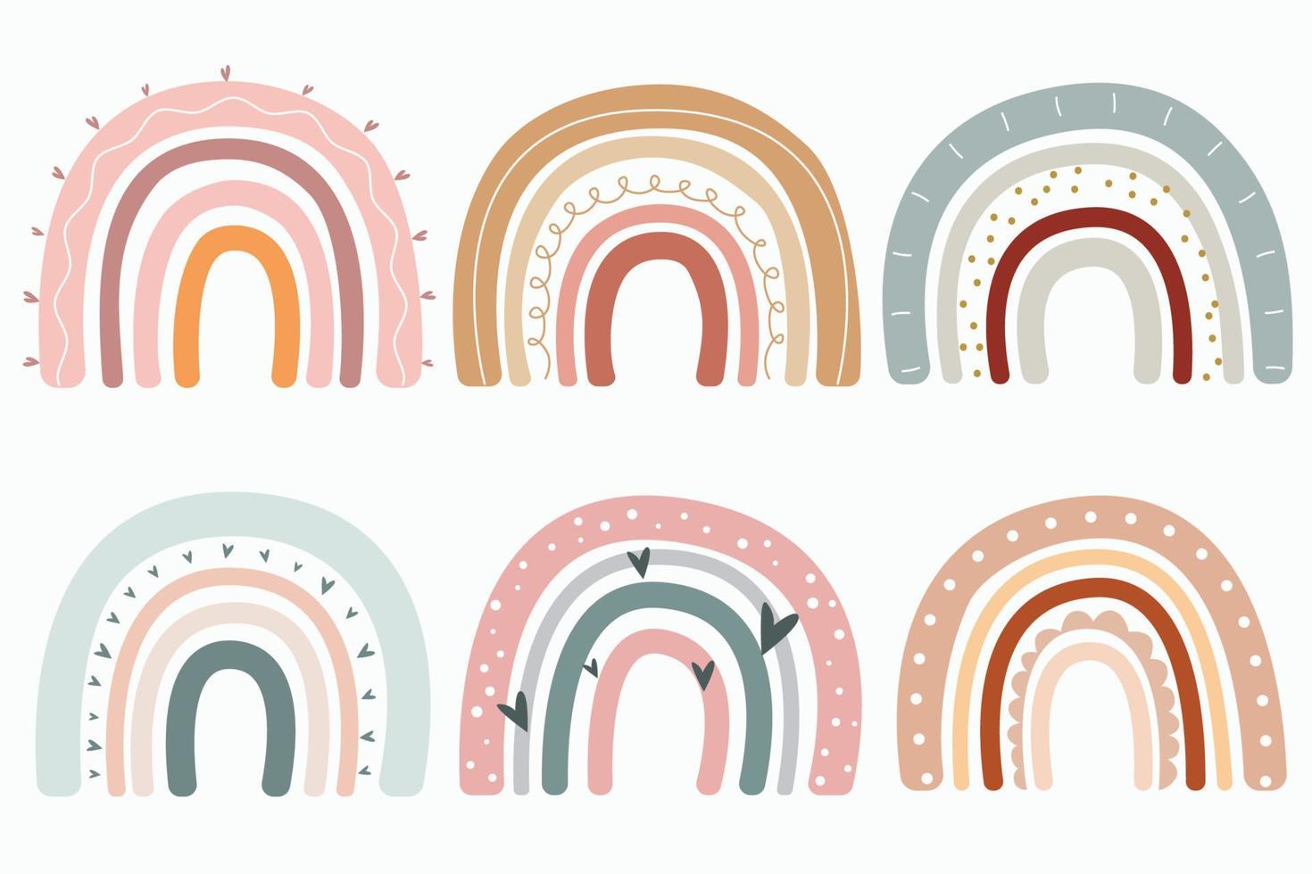 lindo conjunto de arco iris de colores pastel vector