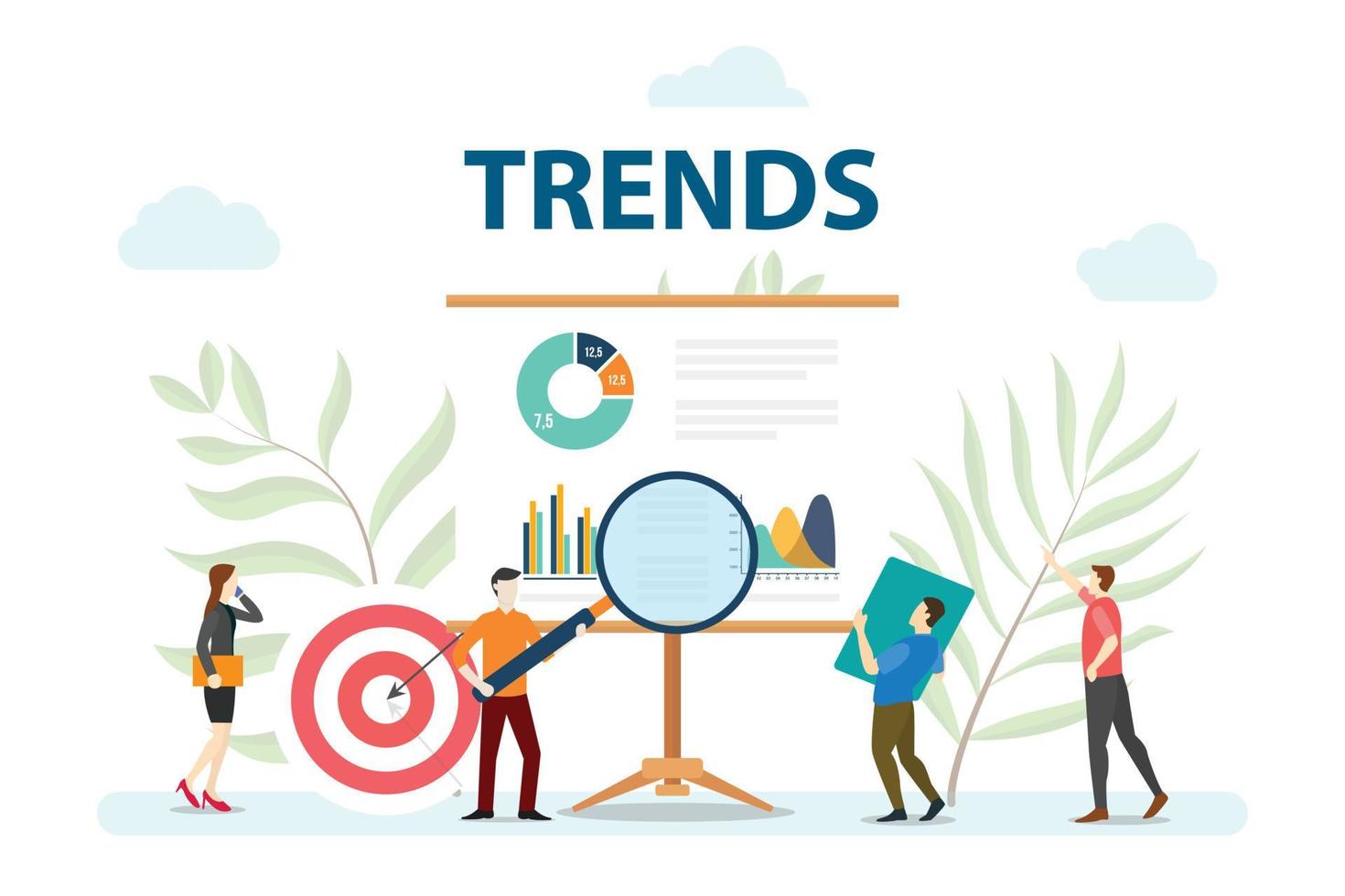 tendencias pronóstico del mercado personas analizan datos vector