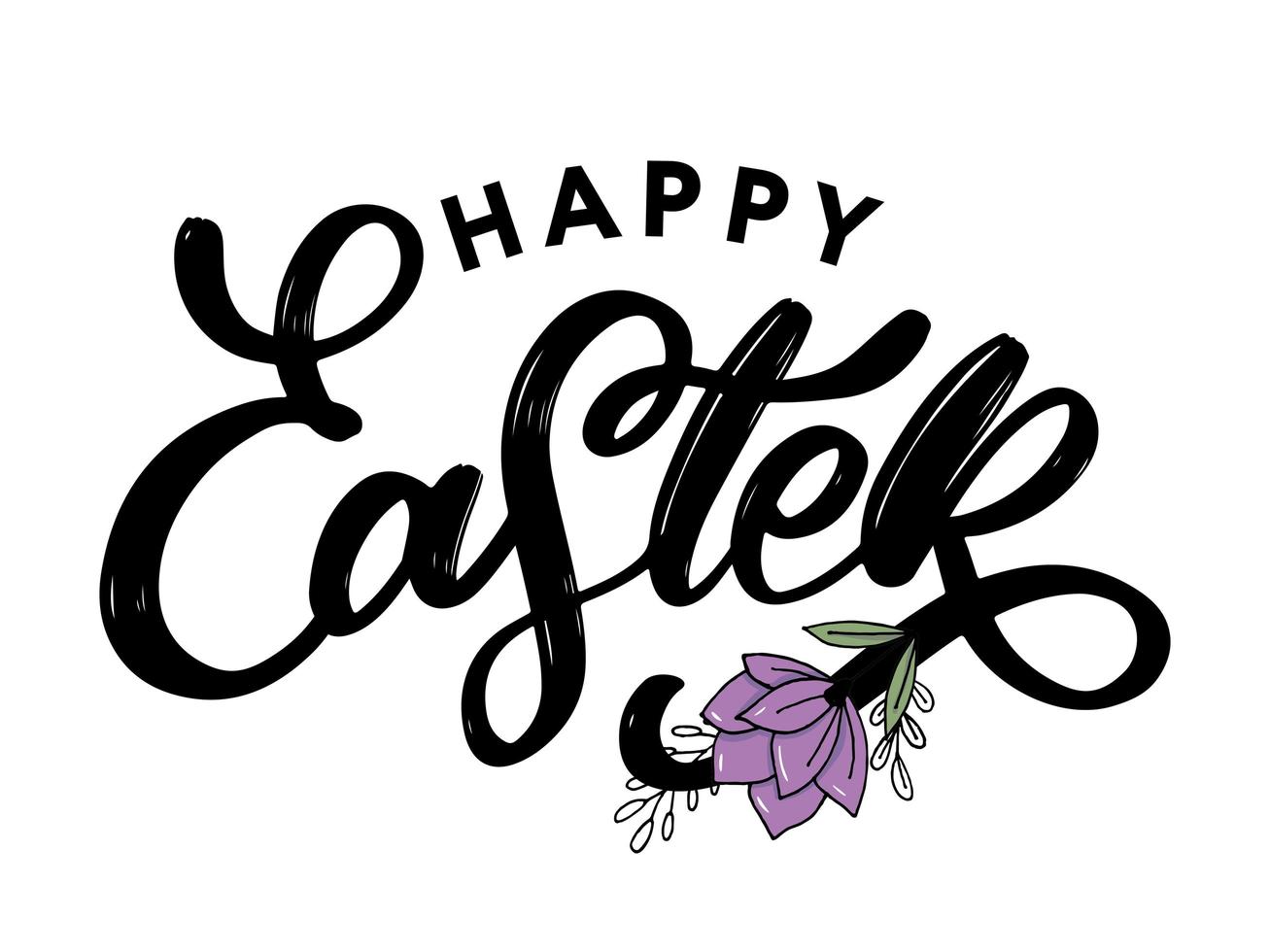 Happy Easter lettering card. Hand drawn lettering poster for Easter. Ink illustration. Modern calligraphy. Happy Easter typography background. vector