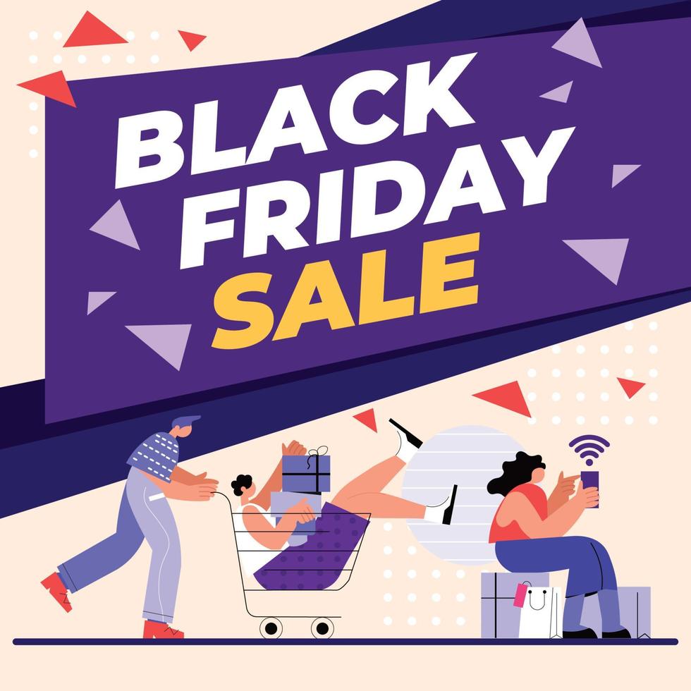 People Shopping On Black Friday Concept vector