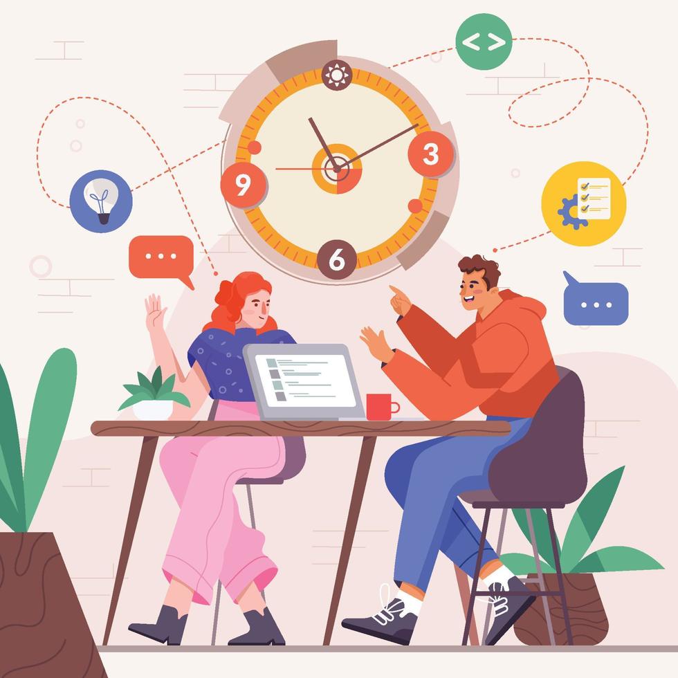 Two People Have a Meeting Concept vector