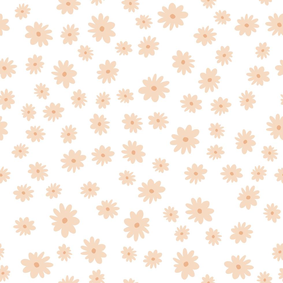 Vector floral pattern in doodle style with flowers and leaves. Gentle, spring floral background.