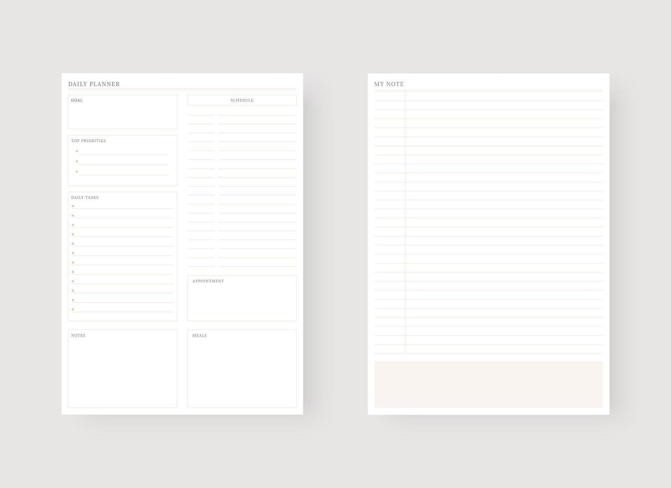 Daily planner template. Set of planner and to do list. vector