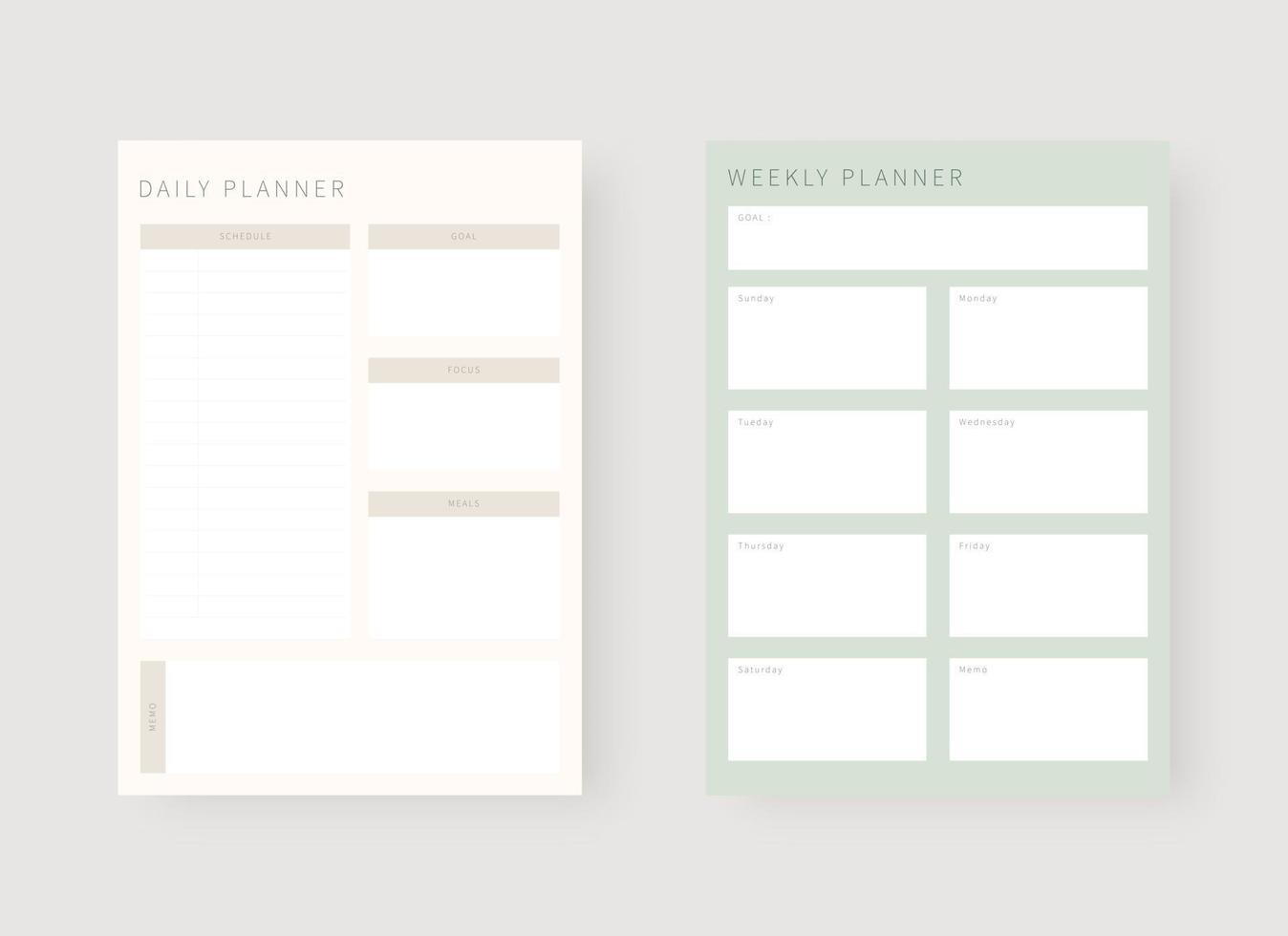 Daily planner template. Set of planner and to do list. vector