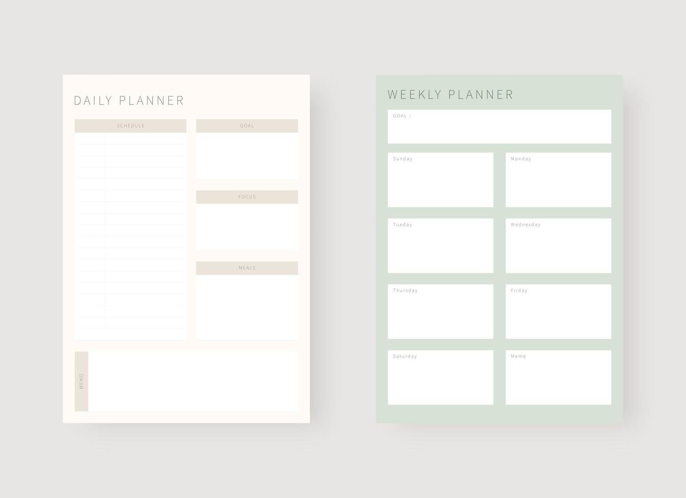 Daily planner template. Set of planner and to do list. vector