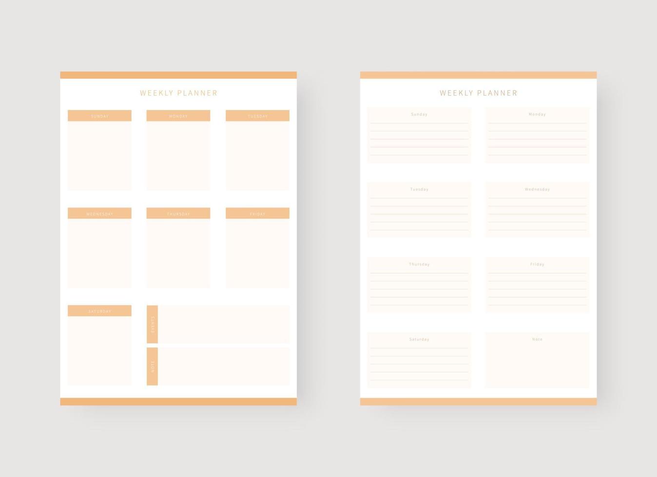Weekly planner template. Set of planner and to do list. vector