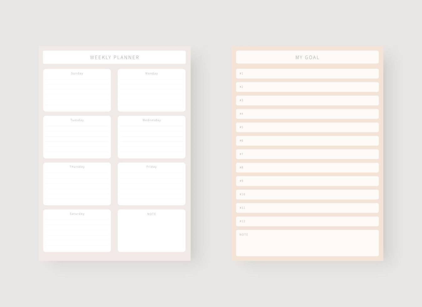Weekly planner template. Set of planner and to do list. vector