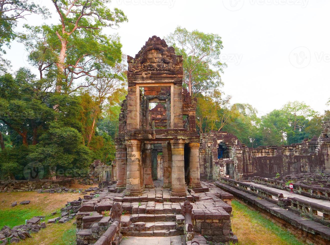 demolished stone architecture at Preah Khan temple, Siem Reap photo