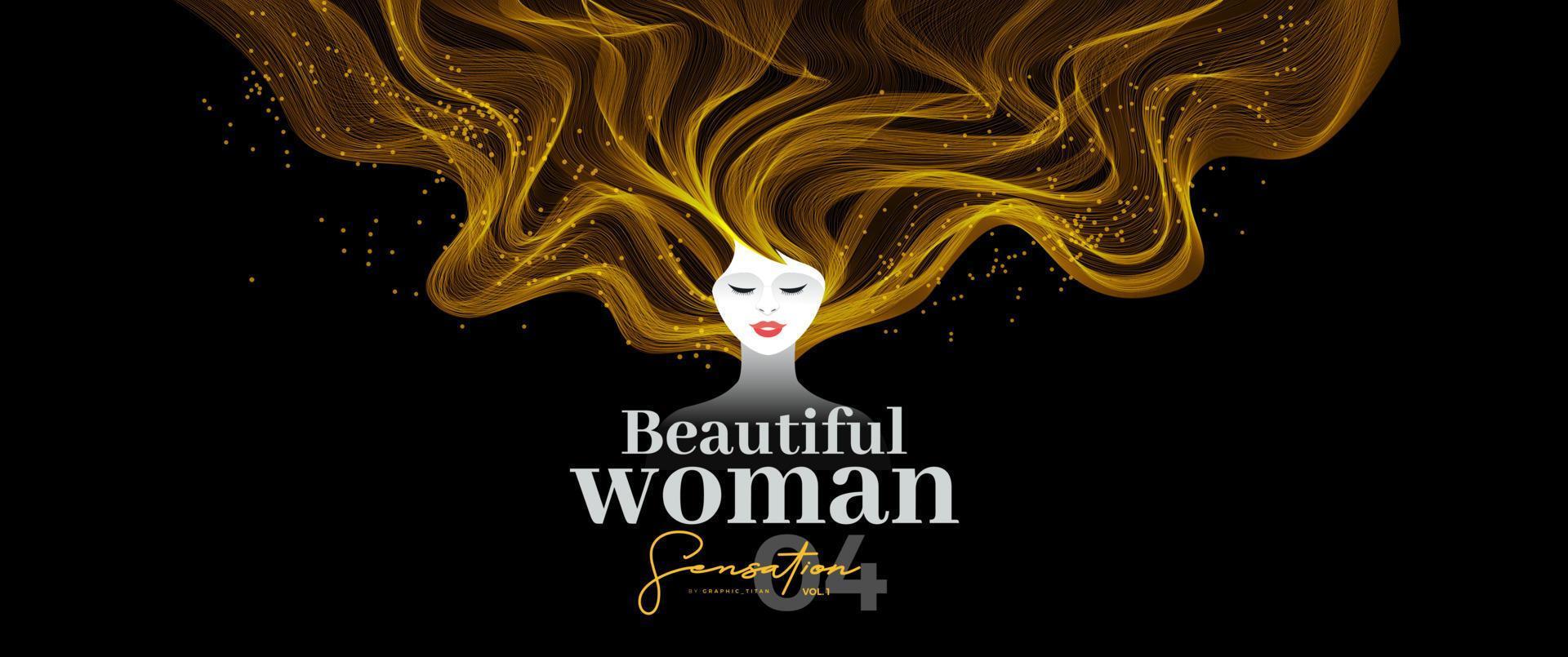 Woman vector with colorful hair background. Vector element for poster, flyer, cover, website, saloon, spa.