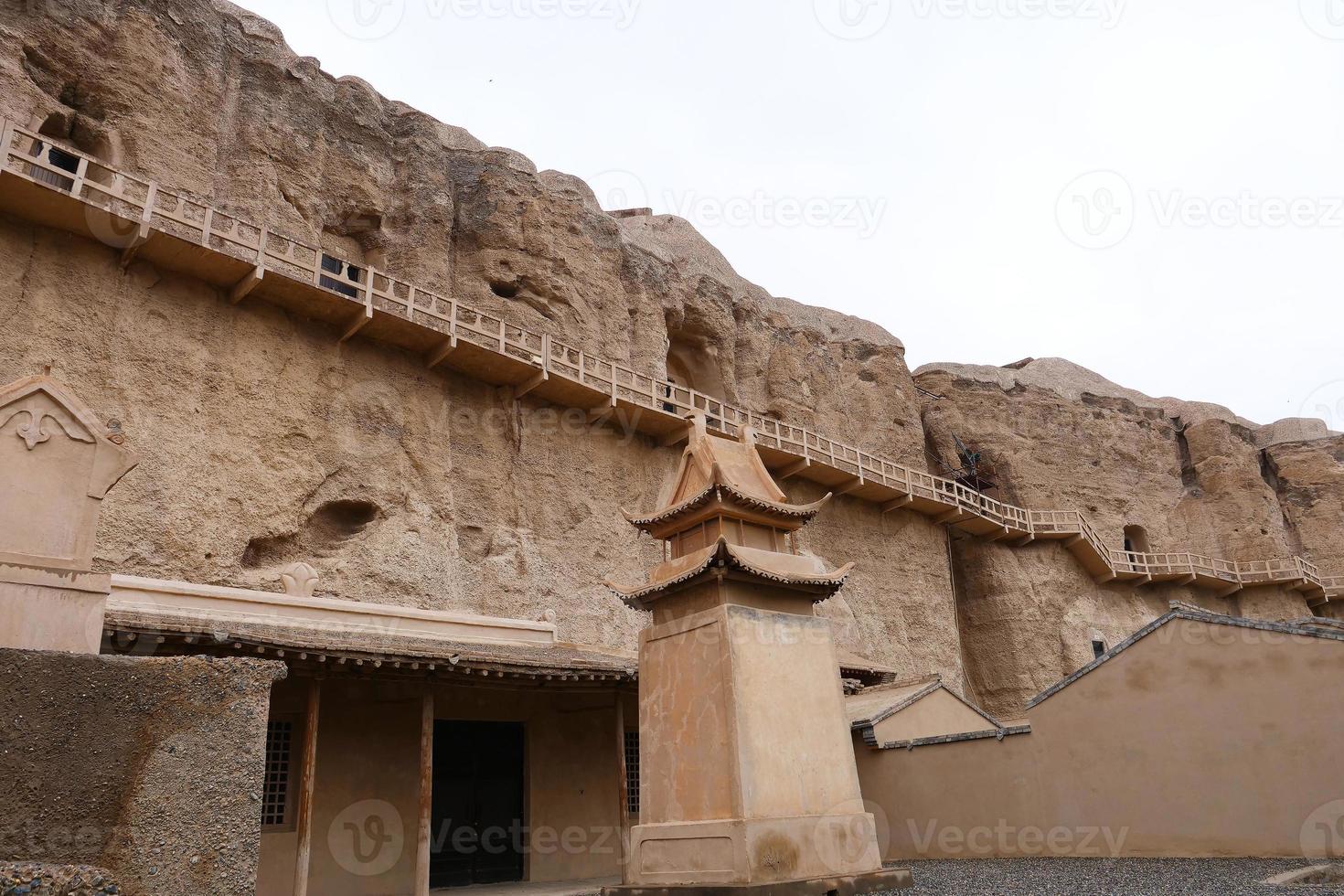 Landscape view of The Yulin Cave in Dunhuang Ggansu China photo