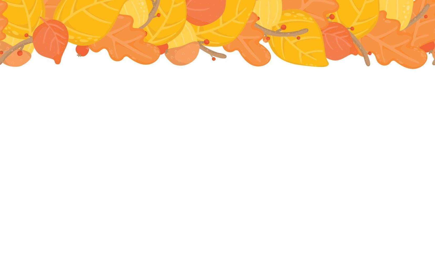 autumn leaves seamless background, border with autumn leafes, branches vector