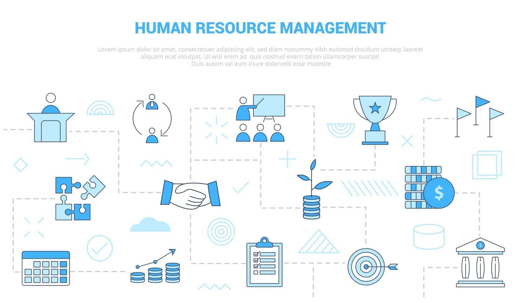 concepto de gestión de recursos humanos de RRHH con conjunto de iconos vector