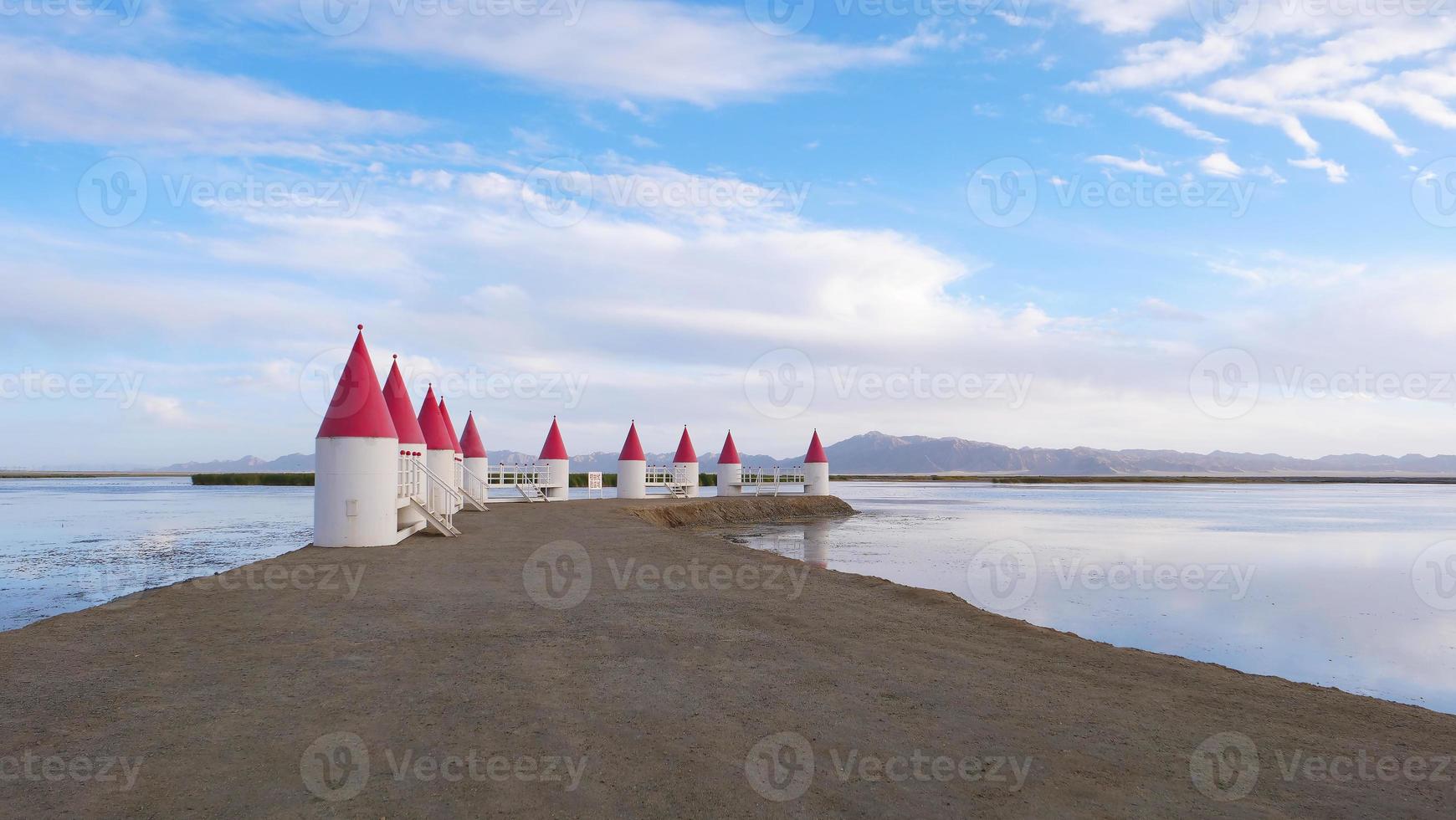 Beautiful landscape view clear transparent lake in Qinghai China photo