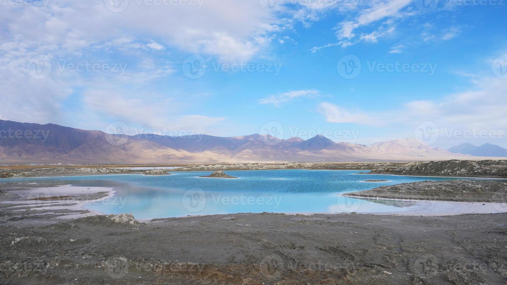 Beautiful nature landscape view of Emerald Salt Lake in Qinghai China photo