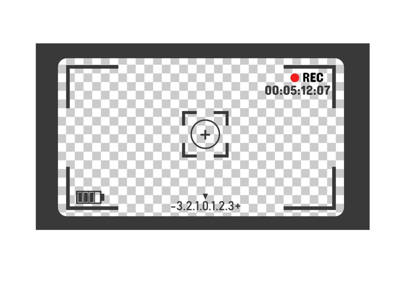 Camera frame viewfinder. Digital camera display on a transparent background. Vector illustration.